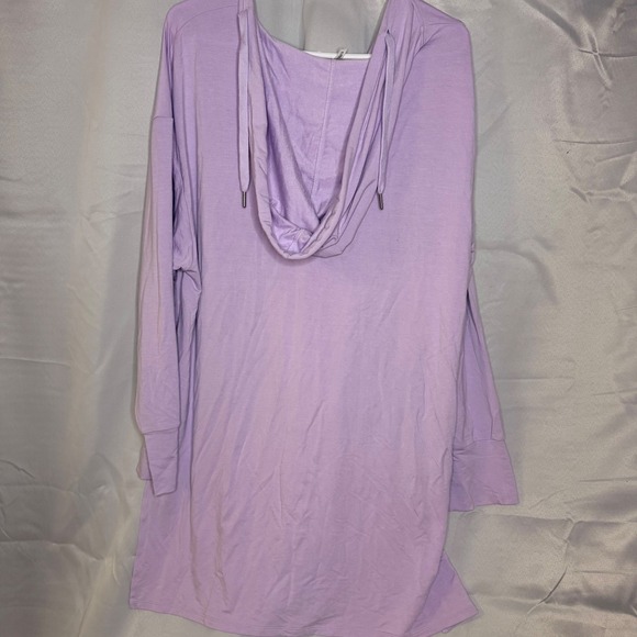 Halara Long Sleeve V Neck Tunic Hoodie Dress Lilac Purple Size L Athleisure NWT - Picture 11 of 14